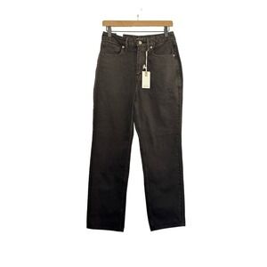 Good American Jean High Rise Straight‎ Leg Dark Brown Size 27/4
